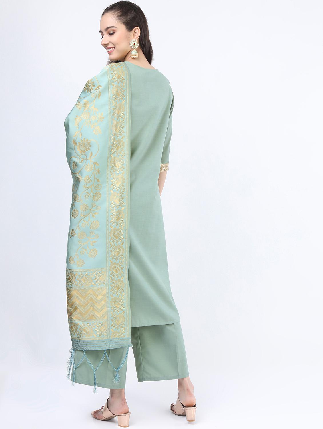women neo mint kurta palazzo set with dupatta - 21488421 - Standard Image - 2