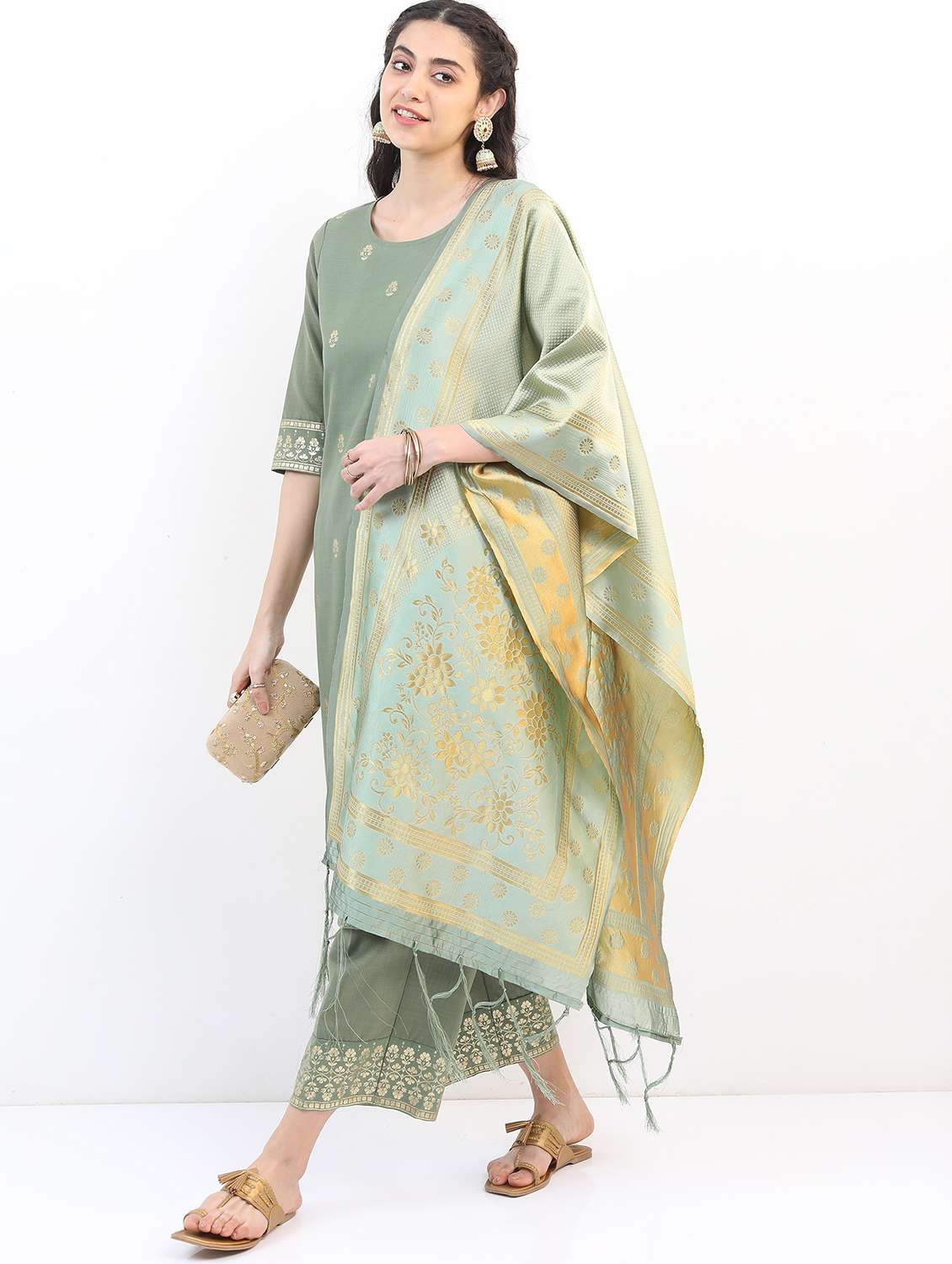 women neo mint kurta palazzo set with dupatta - 21488424 -  Standard Image - 2