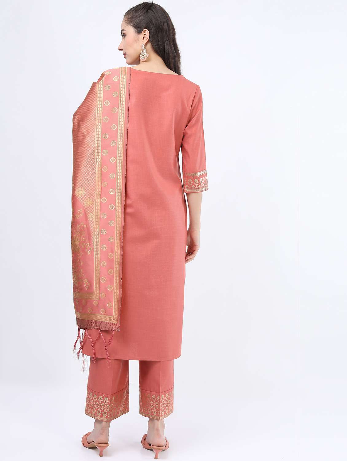 women coral kurta pant set with dupatta - 21488427 -  Standard Image - 2