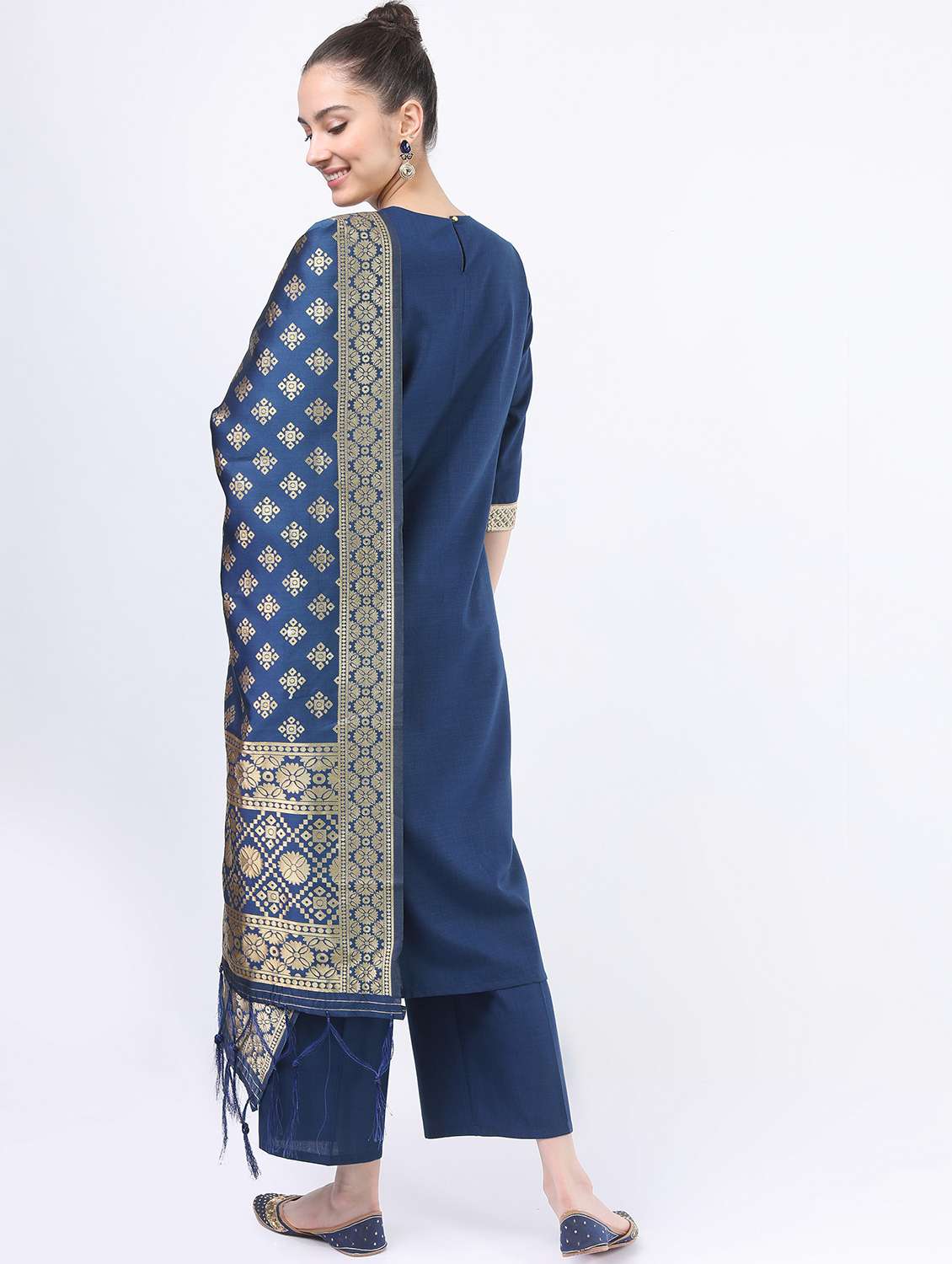 blue self-designed kurta pant set - 21488440 -  Standard Image - 2