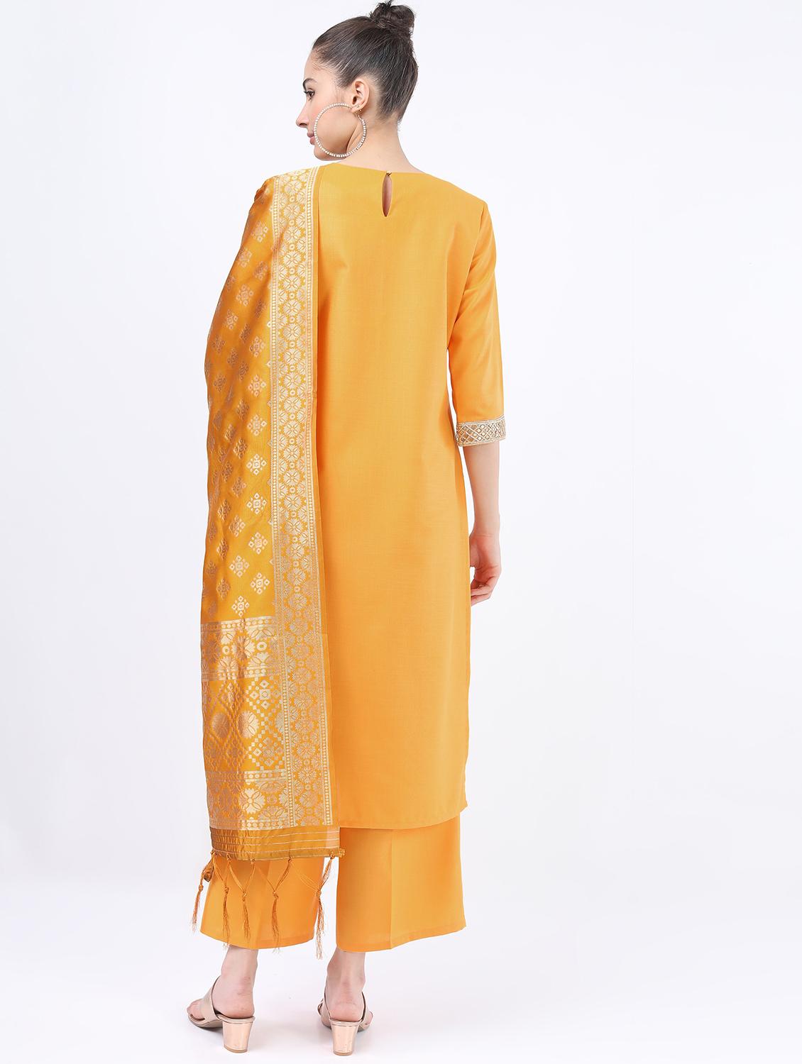 women orange kurta pant set with dupatta - 21488441 - Standard Image - 2