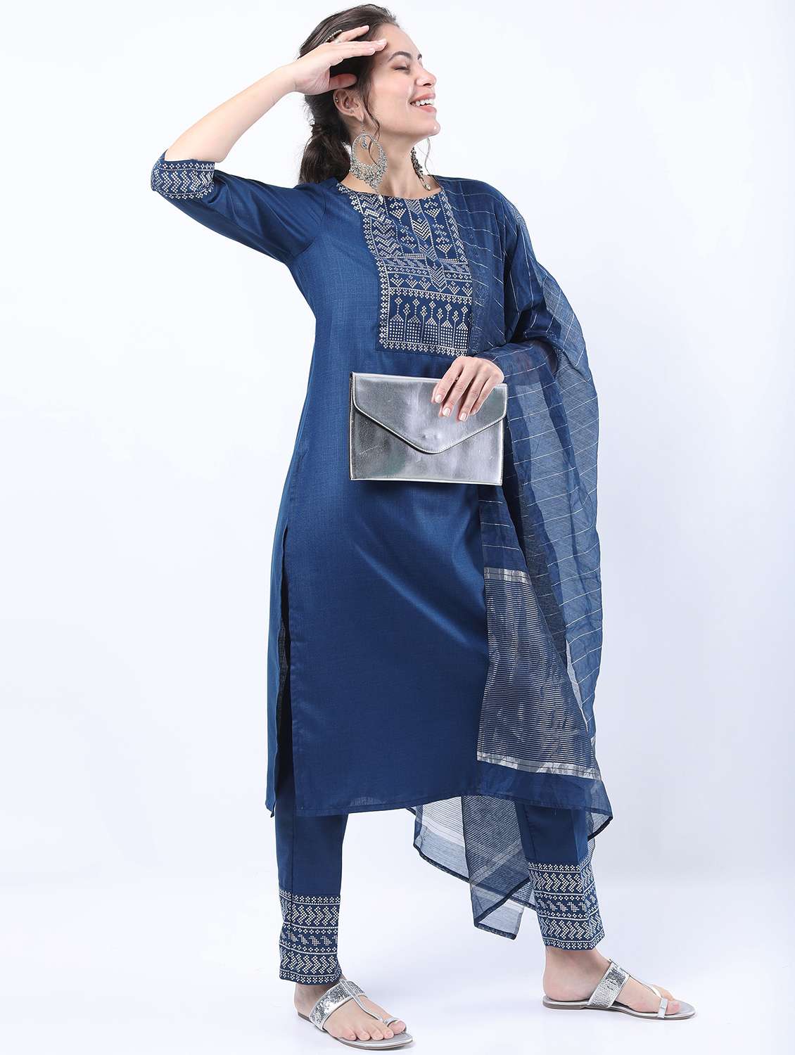 women blue kurta pant set with dupatta - 21488452 -  Standard Image - 2