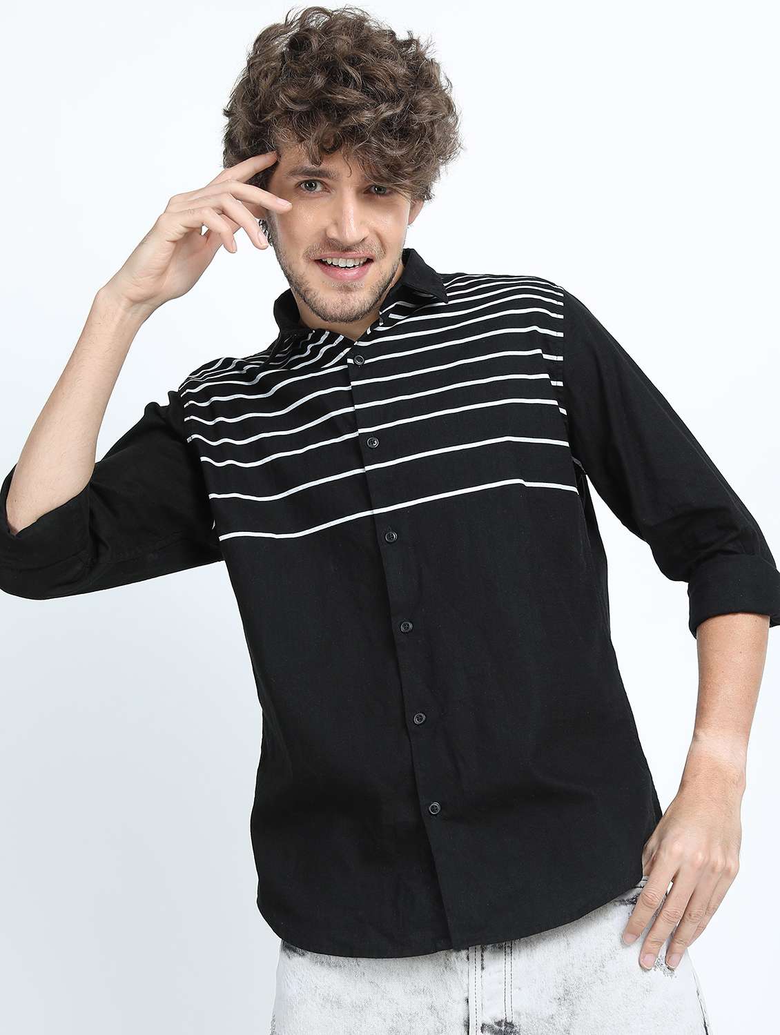 men striped casual shirt