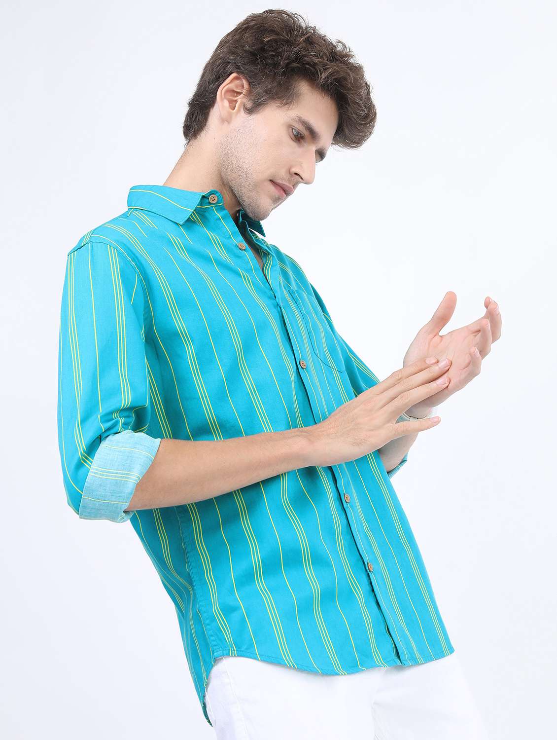 men striped casual shirt - 21488551 - Standard Image - 2