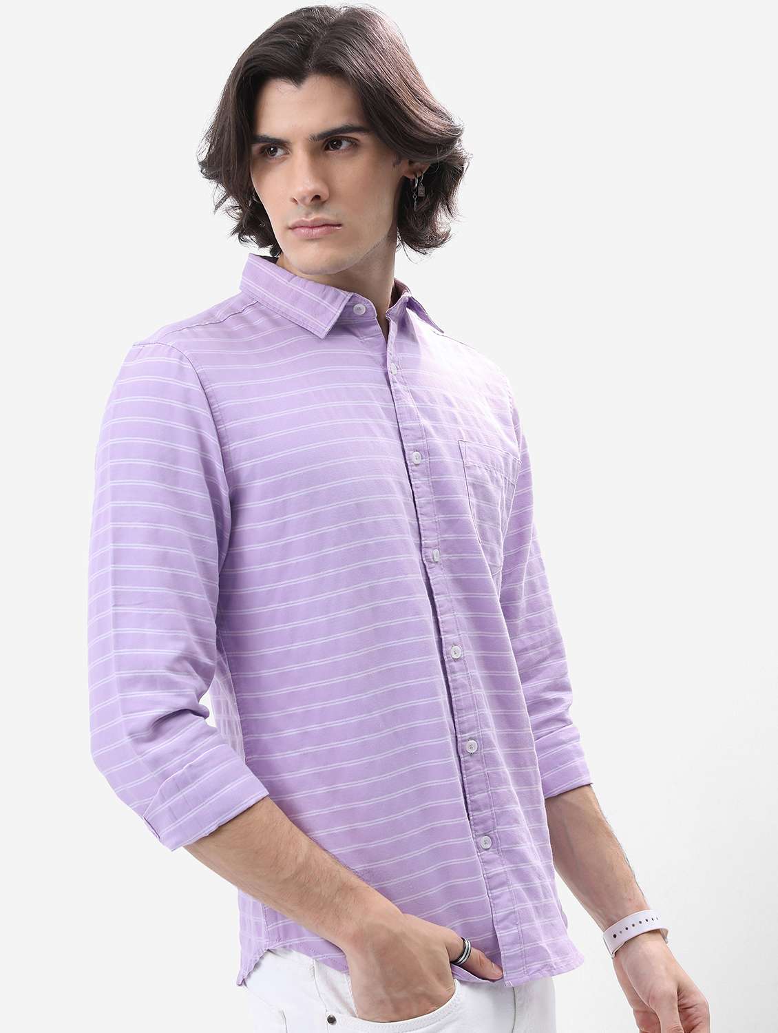 men striped casual shirt - 21488570 - Standard Image - 2