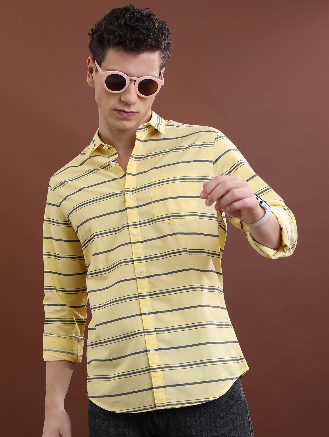 men striped casual shirt