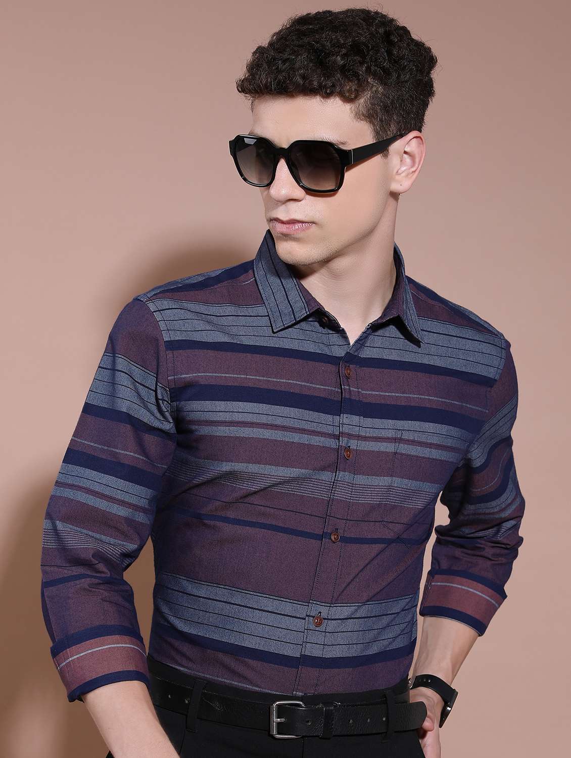 men striped casual shirt