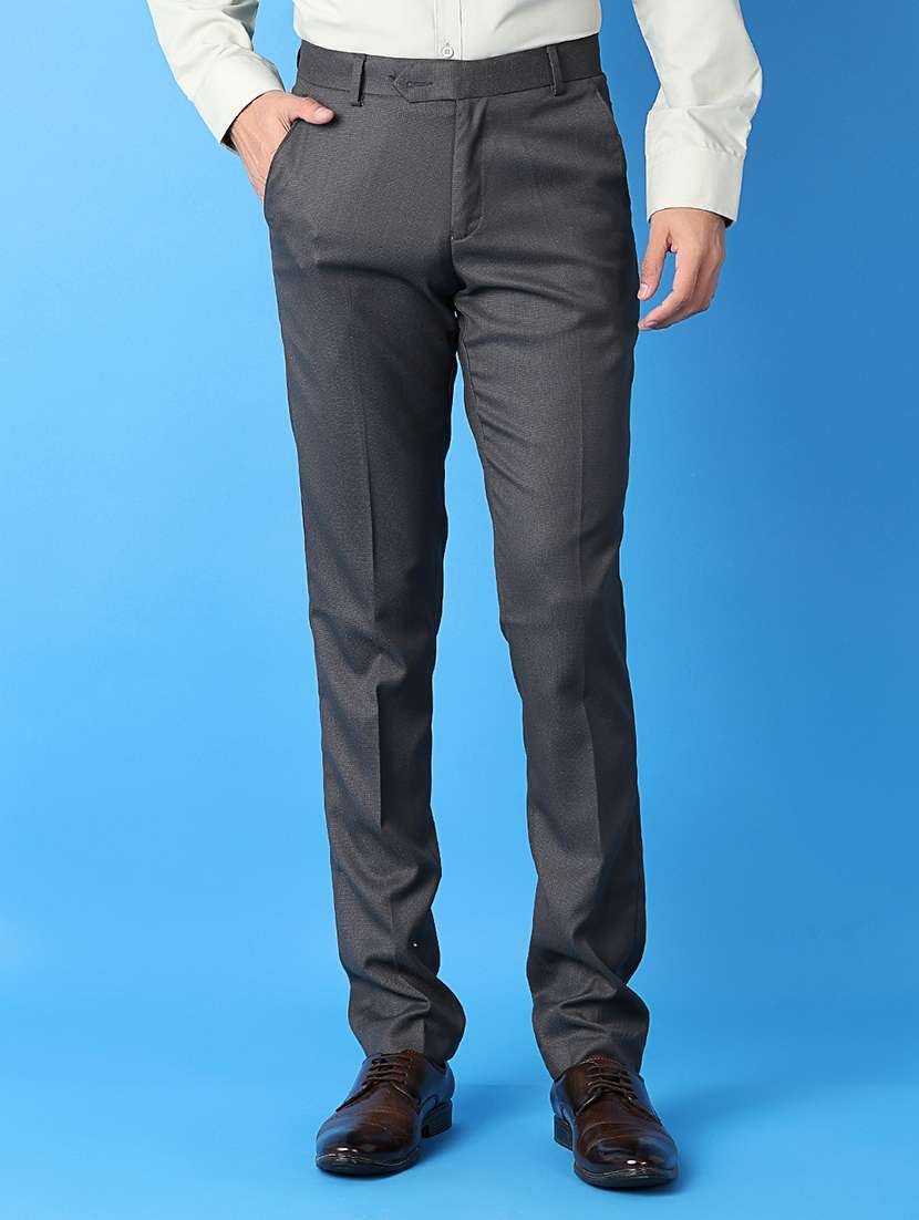 men mid-rise solid formal trouser