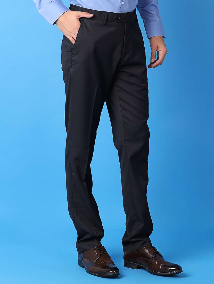men solid flat front formal trouser - 21489279 - Standard Image - 2