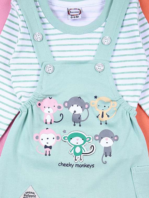 boys printed long sleeves t-shirt & dungaree set - 21489291 -  Standard Image - 2