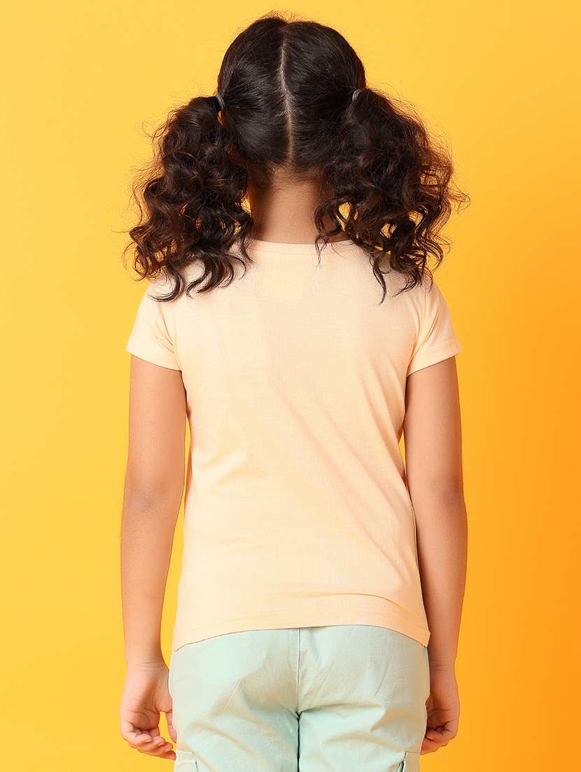 girls round neck front printed regular tee - 21489399 -  Standard Image - 2