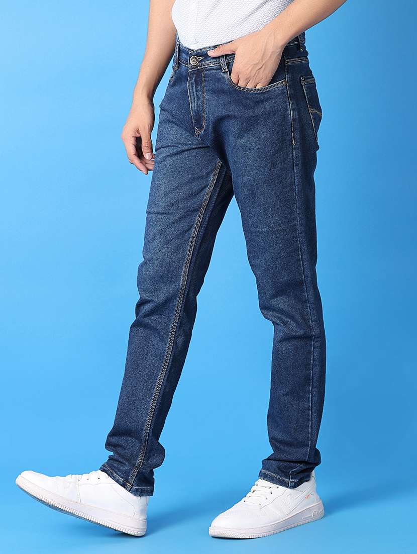men blue plain jeans - 21489405 -  Standard Image - 2
