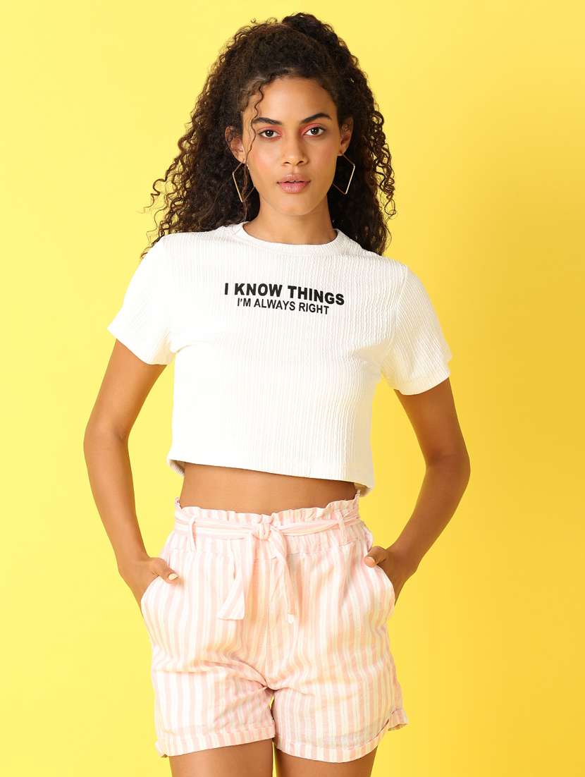 women white typography crop t-shirt