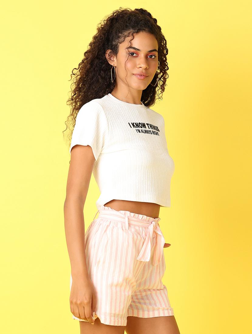 women white typography crop t-shirt - 21489451 - Standard Image - 2