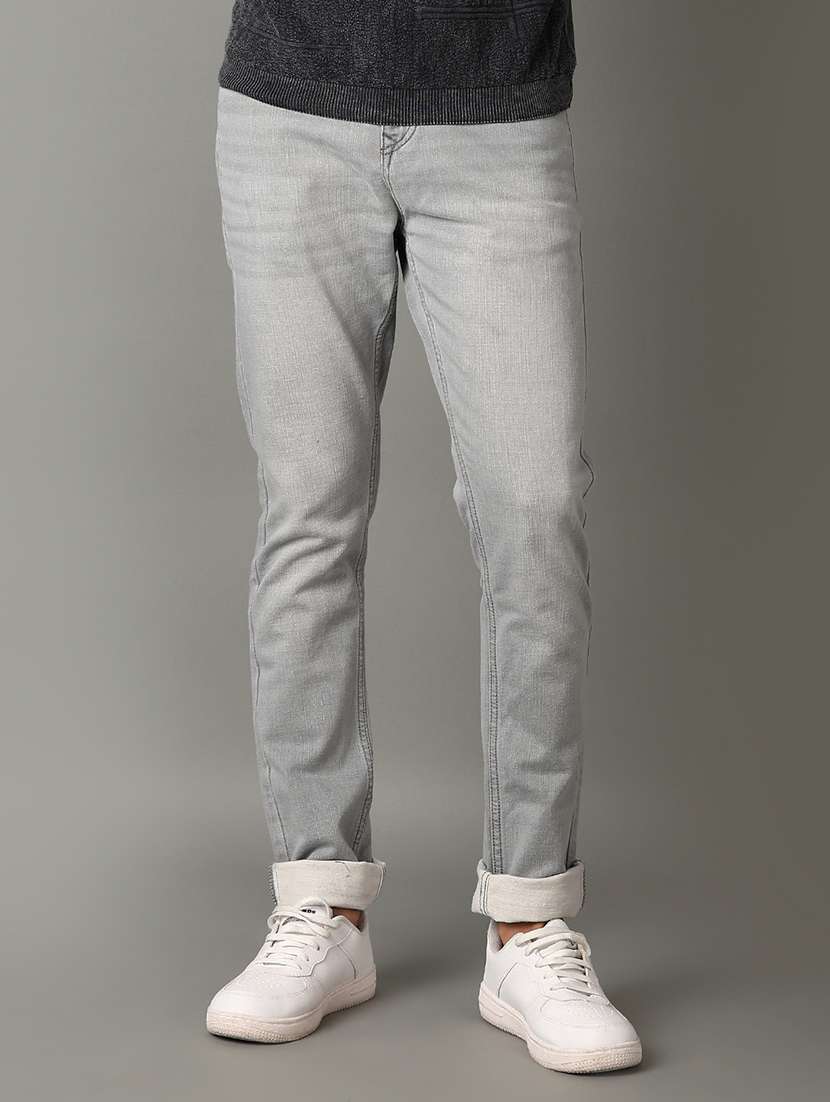 men grey plain jeans