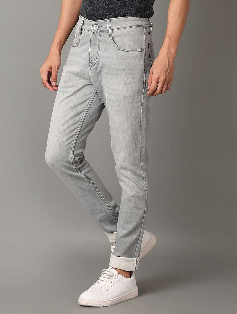 men grey plain jeans - 21490040 -  Standard Image - 2