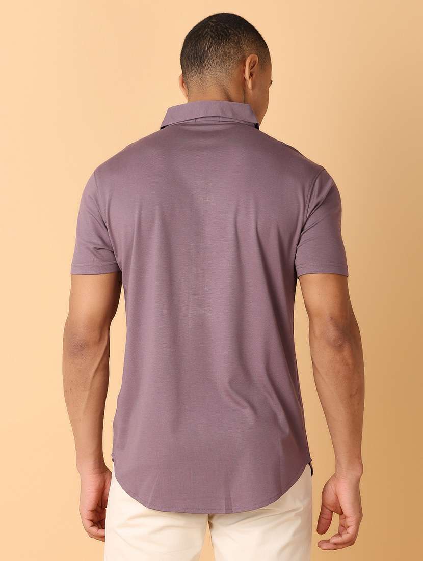 men solids short sleeves casual shirt - 21490081 -  Standard Image - 2