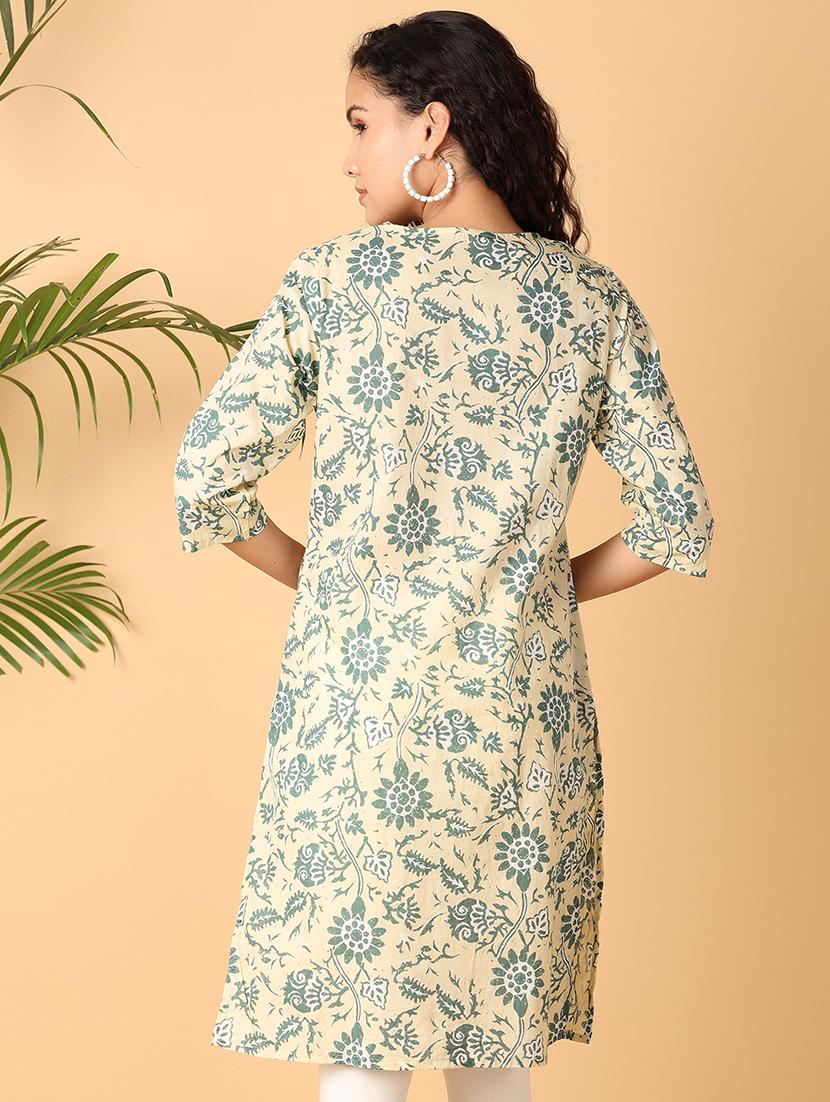 women beige printed a-line kurta - 21490132 - Standard Image - 2