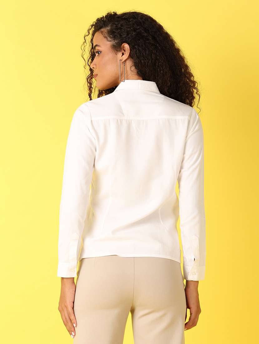 women white solid formal shirt - 21490140 -  Standard Image - 2