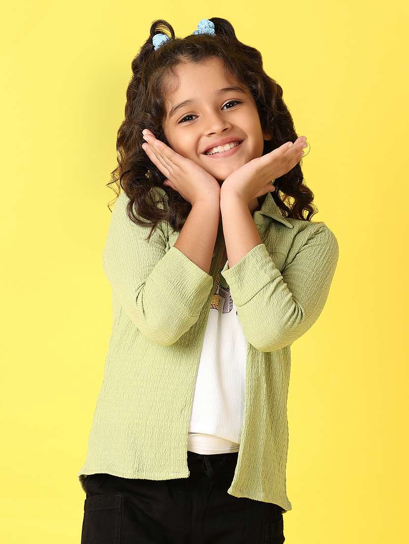 girls white printed top