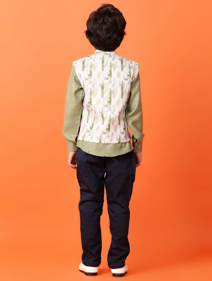 boys green cotton full length set - 21490213 - Standard Image - 2