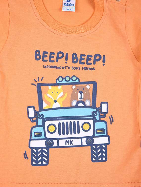 boys orange graphic printed full length set - 21490224 -  Standard Image - 2