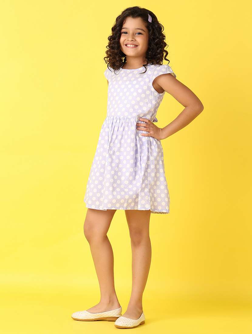 girls polka dots printed round neck frock - 21490297 -  Standard Image - 2