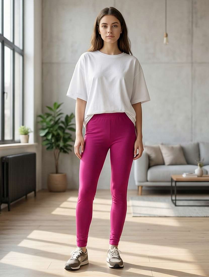 women solid mid rise ankle length leggings - 21490305 -  Standard Image - 2