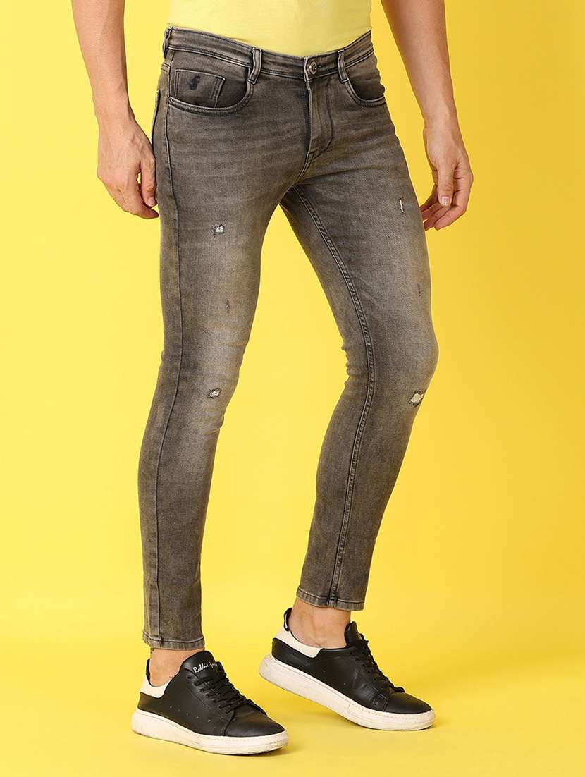 men grey plain jeans - 21490417 - Standard Image - 2