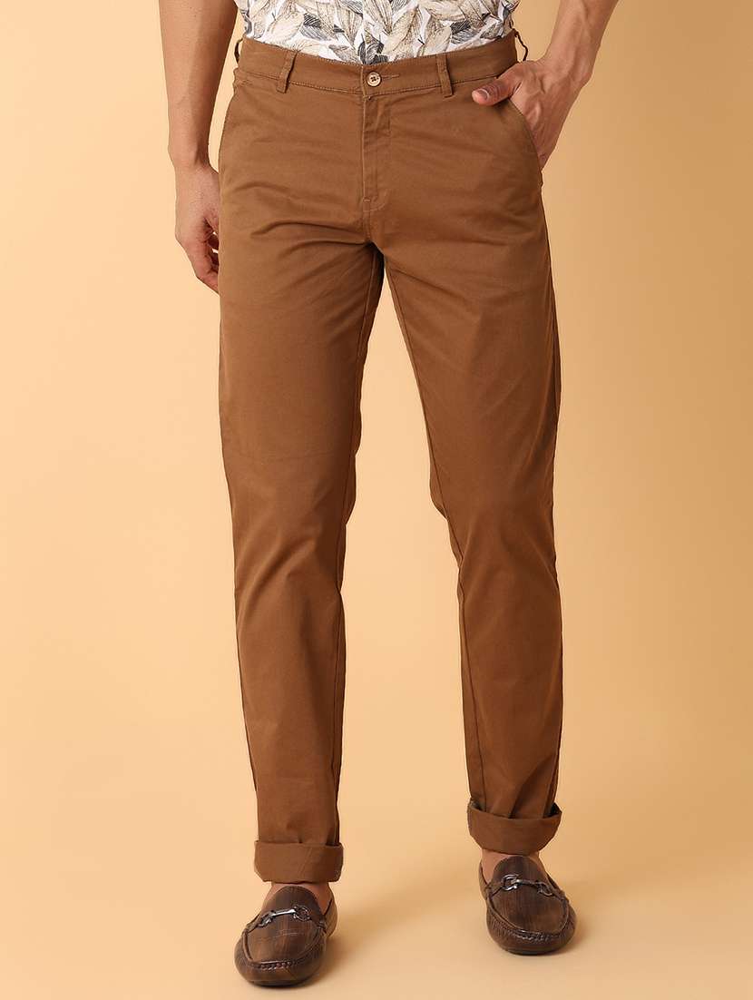 men solid chinos casual trouser