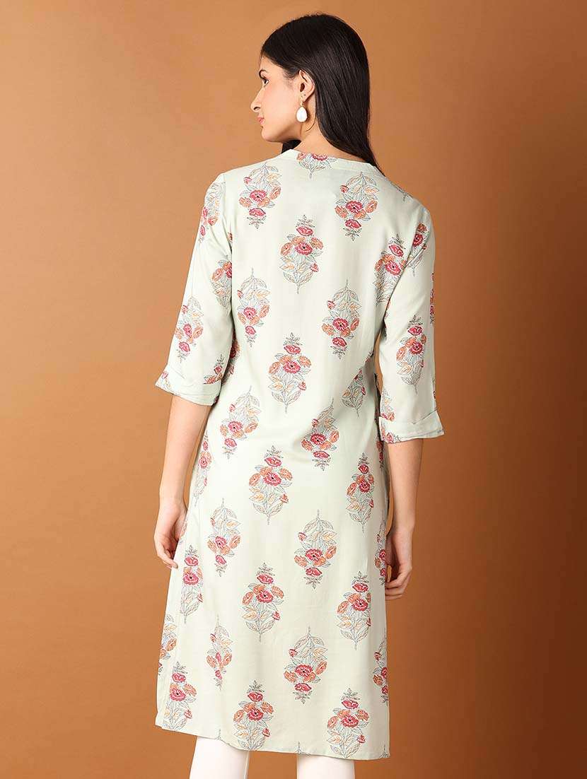 women off-white floral printed a-line kurta - 21490447 -  Standard Image - 2