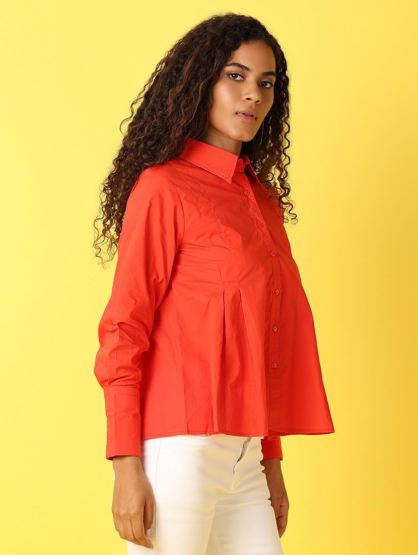 women solid collared long sleeves regular shirt - 21490509 - Standard Image - 2