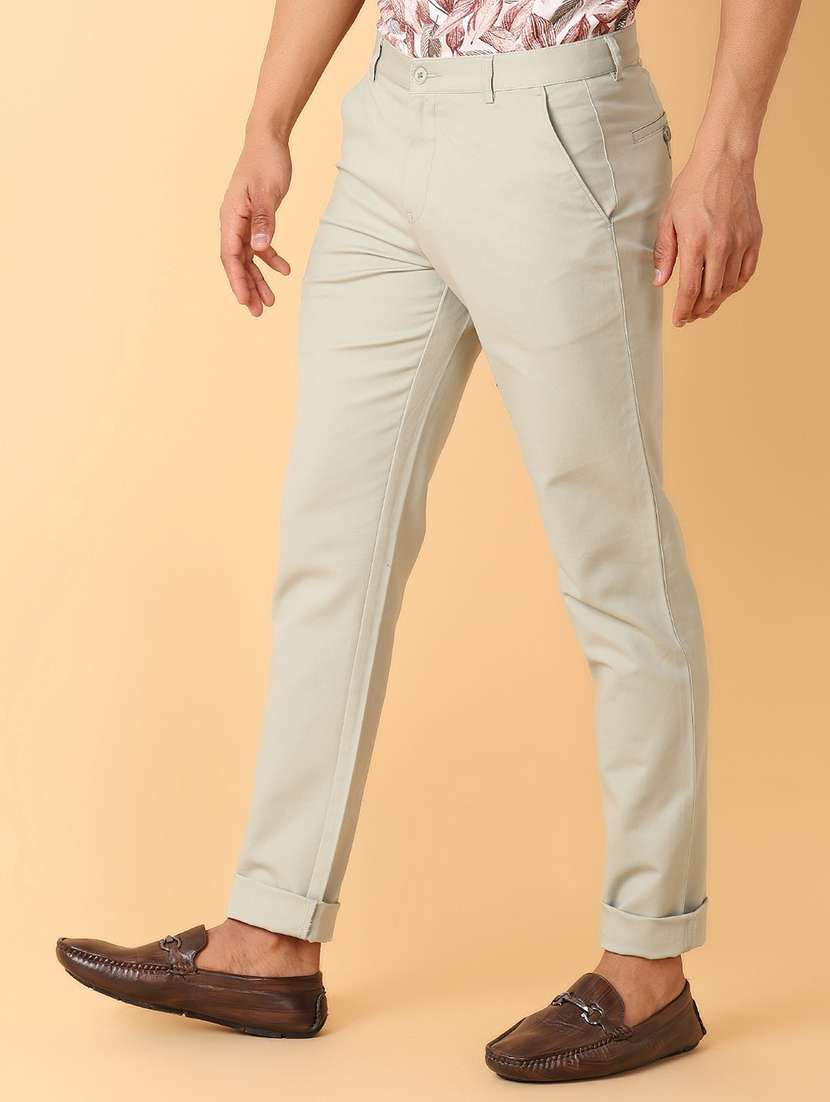men solid flat front chinos trousers - 21490543 -  Standard Image - 2