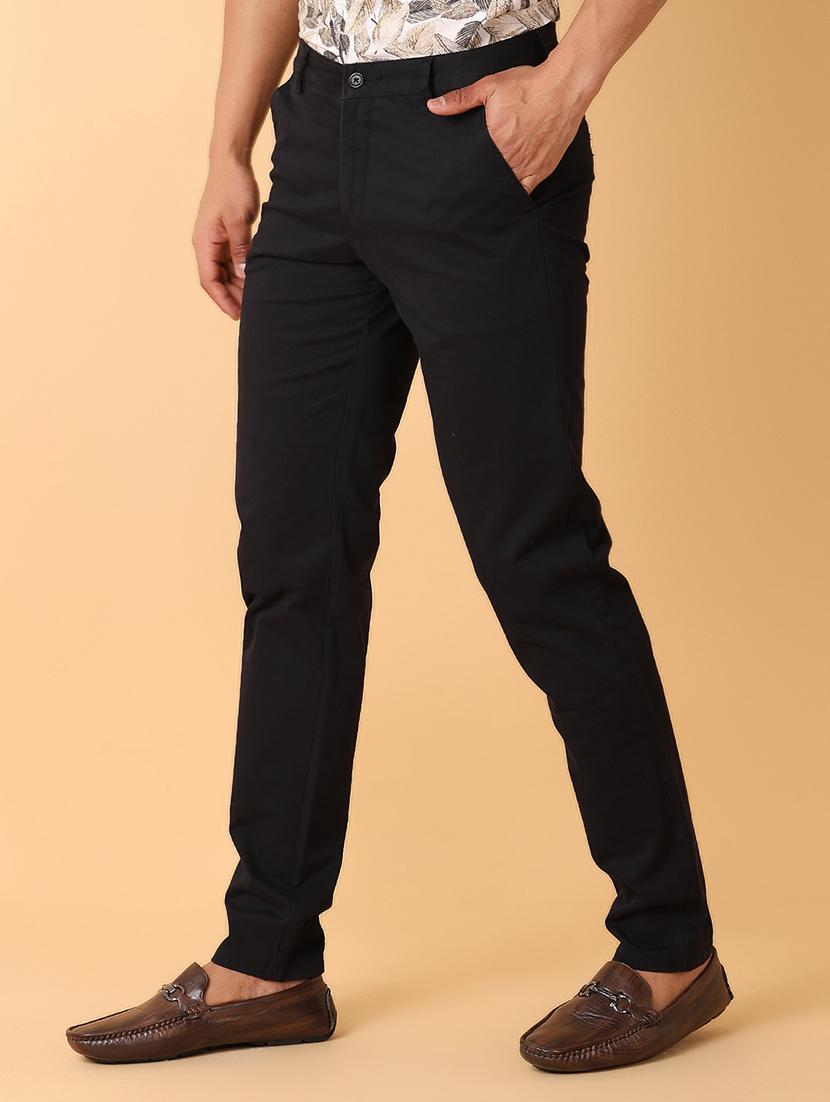 men solid flat front chinos trousers - 21490544 - Standard Image - 2