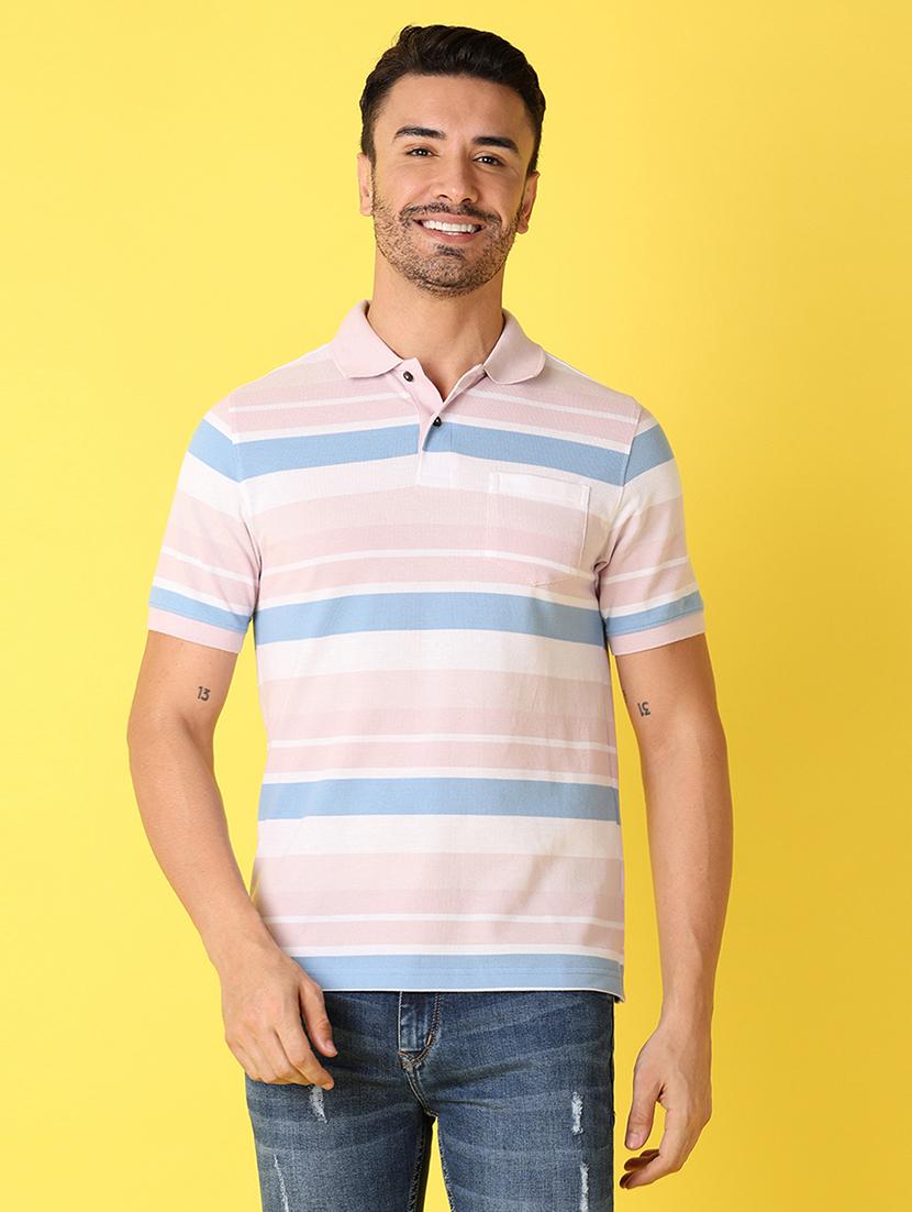 men short sleeve stripes polo t-shirt