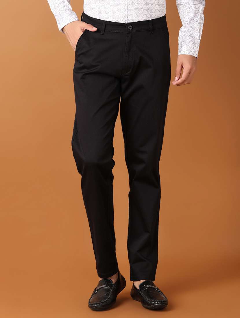 men black cotton blend chinos