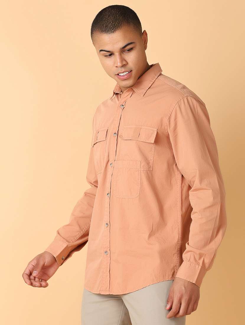 men solid collared long sleeves casual shirt - 21491026 -  Standard Image - 2