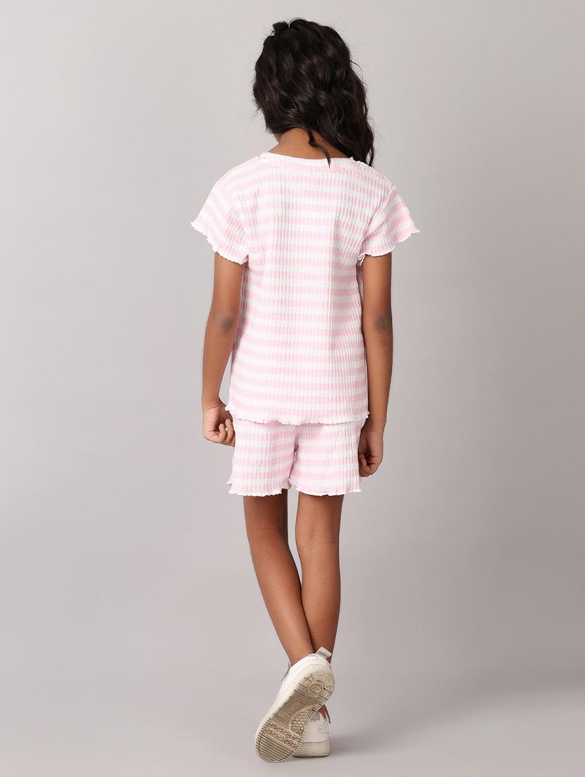 girls printed short sleeves top & shorts set - 21491037 - Standard Image - 2