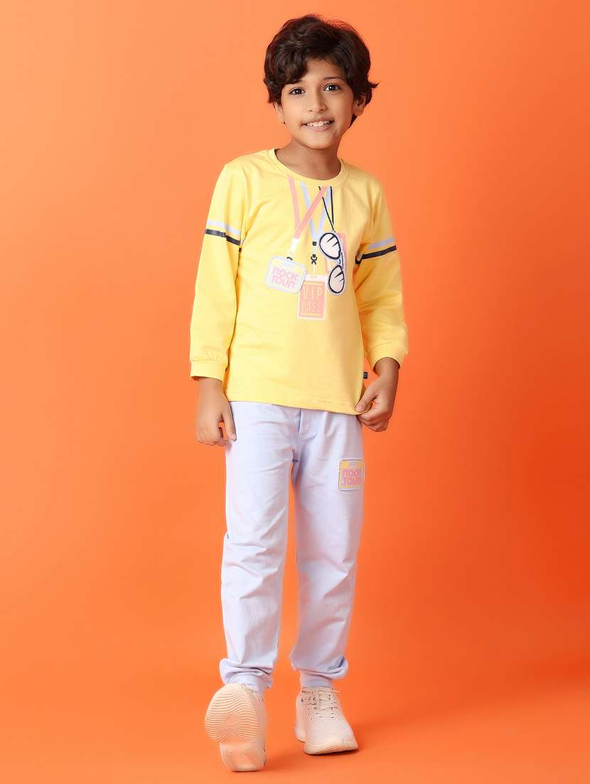 boys printed casual wear full length set