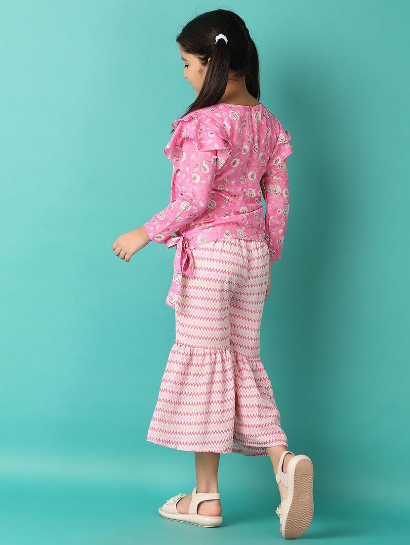 girls floral printed long sleeves twin set - 21491112 - Standard Image - 2