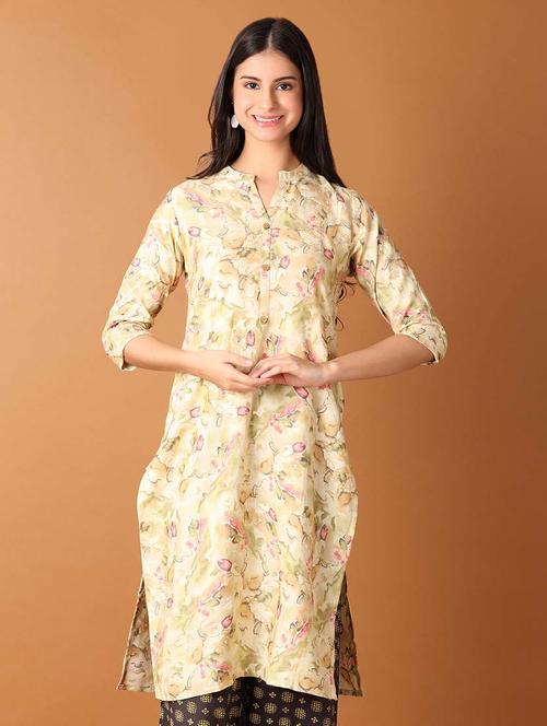 women three quarter sleeve straight kurta - 21491134 - Standard Image - 0