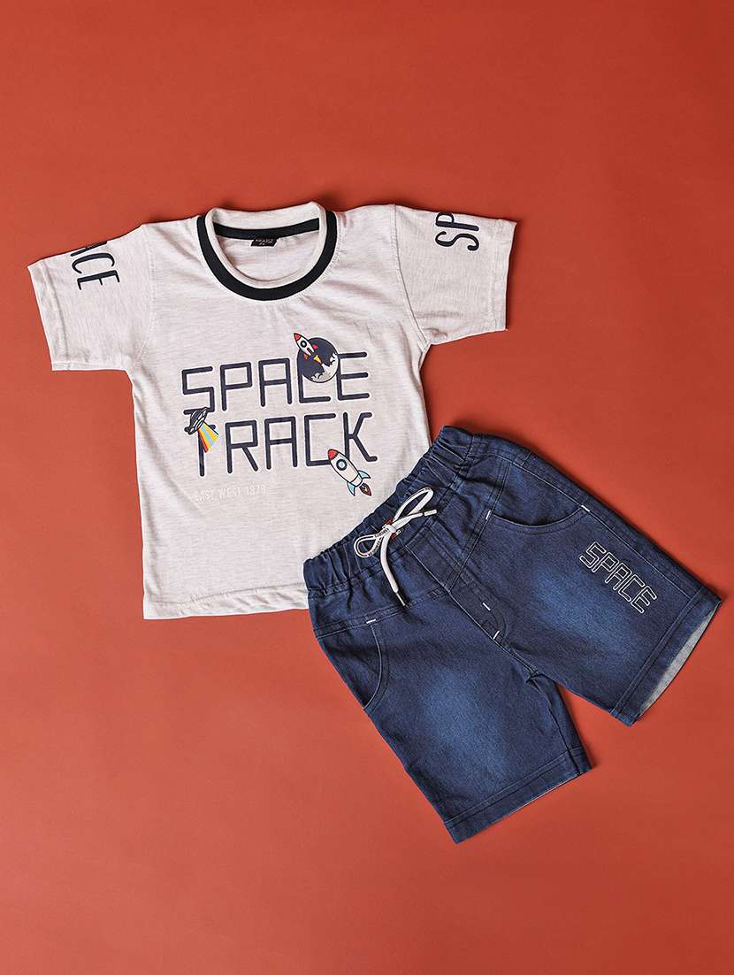 boys printed short sleeves t-shirt & shorts set