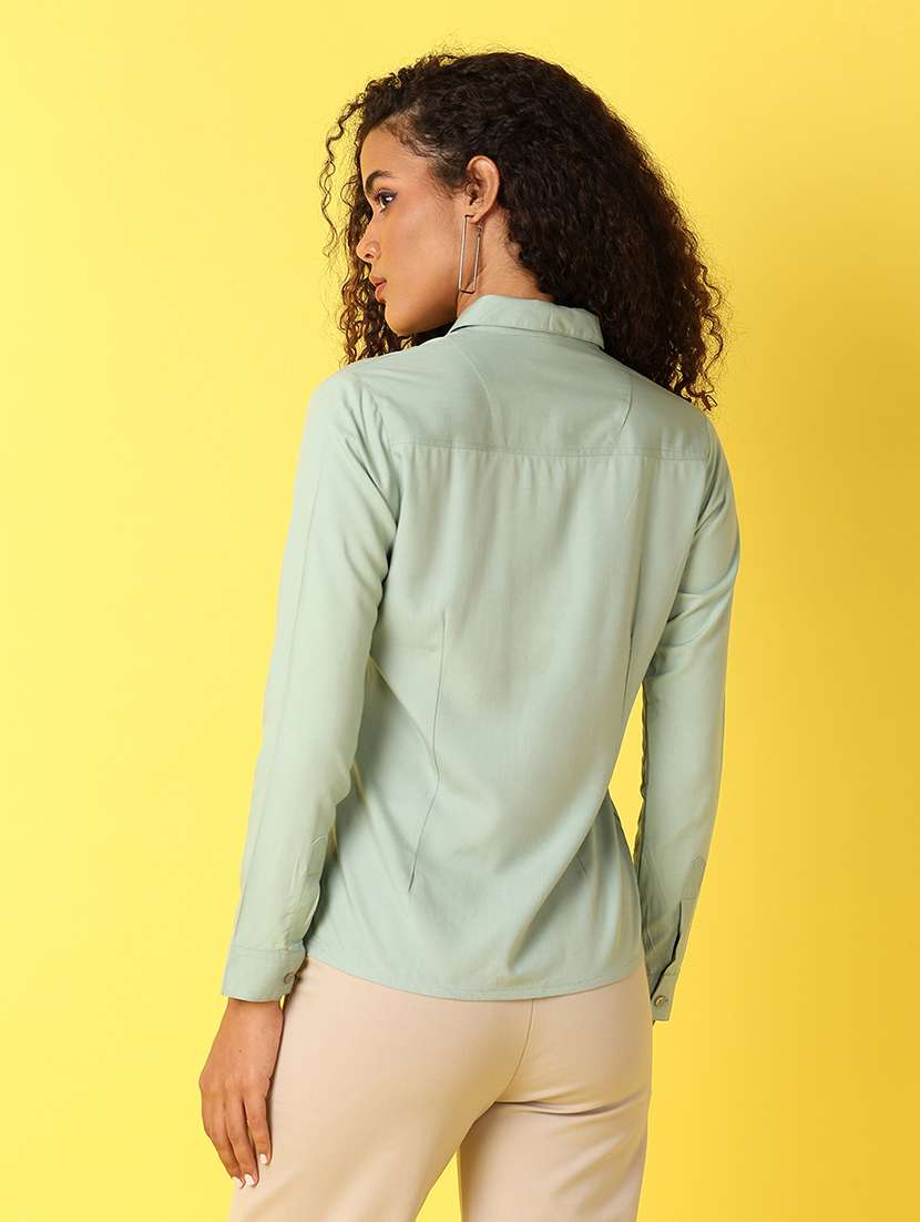 women solid long sleeves collared formal shirt - 21491395 - Standard Image - 2