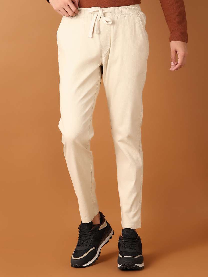 men mid rise solid flat front casual trouser - 21491502 -  Standard Image - 2