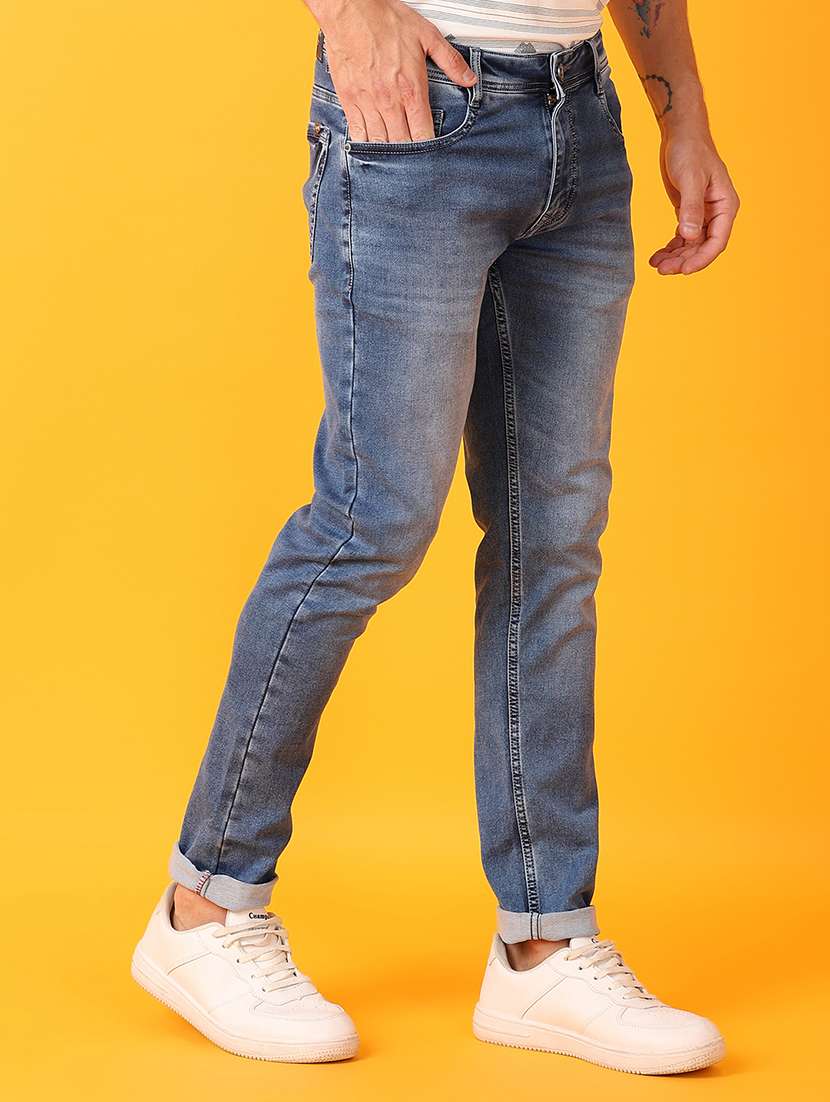 men blue plain jeans - 21491528 -  Standard Image - 2