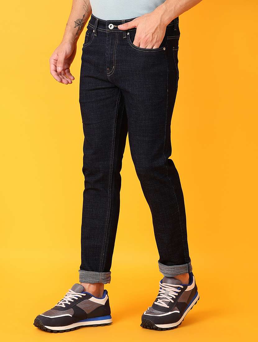 men blue plain jeans - 21491554 -  Standard Image - 2