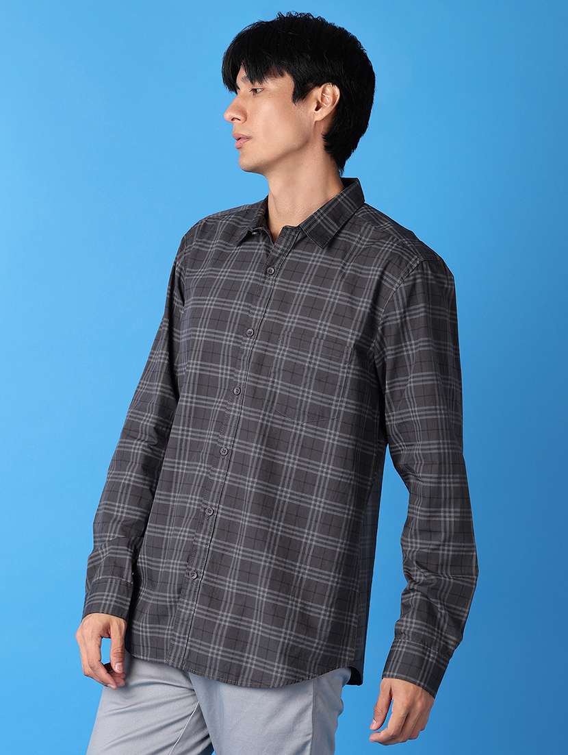 men black checks casual shirt - 21492025 -  Standard Image - 2