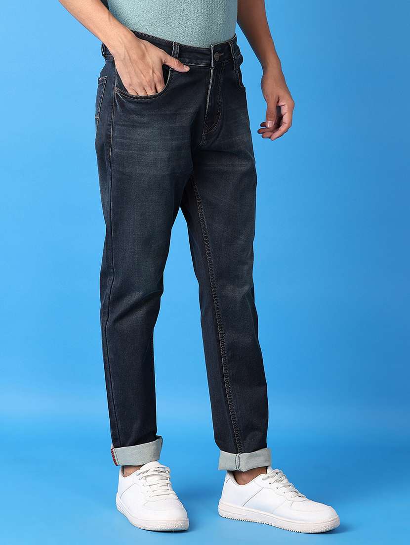 men blue plain jeans - 21492087 -  Standard Image - 2