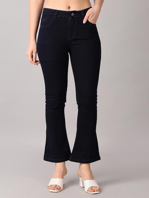 women blue plain bootcut jean - 21492305 -  Standard Image - 0