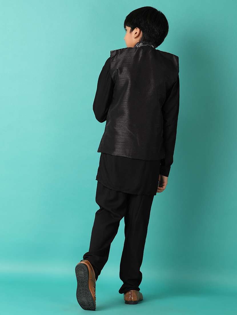 boys embroidered detailed kurta set with jacket - 21492323 -  Standard Image - 2